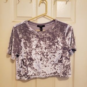 Gray velvet crop top